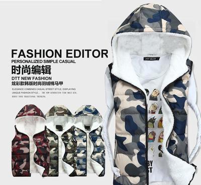 2014秋冬新款无袖棉衣 青少年情侣的羊羔绒连帽甲风尚